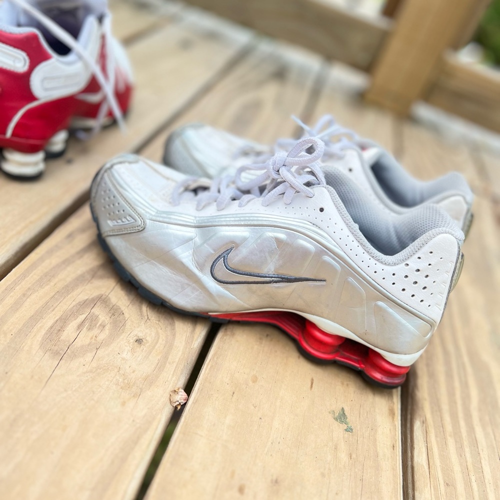 Nike Kids White and Red Athletic Shoes